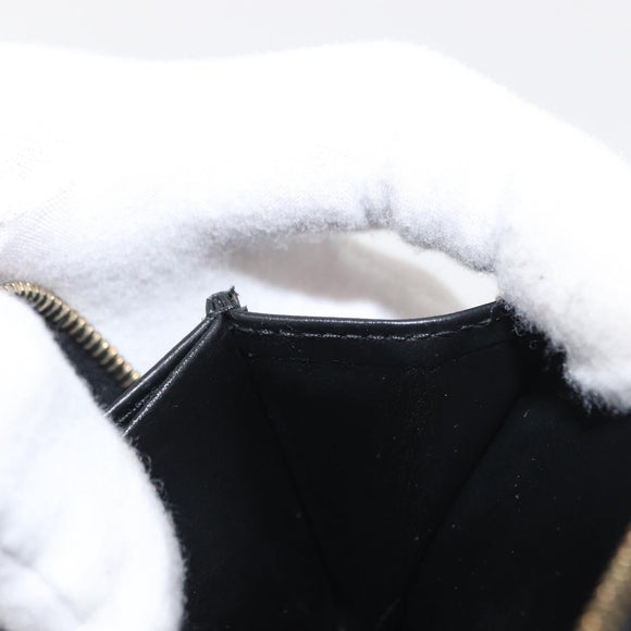 CELINE Macadam Canvas Coin Purse PVC Leather Black Gold Auth 170637V