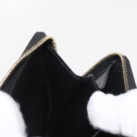 CELINE Macadam Canvas Coin Purse PVC Leather Black Gold Auth 170637V