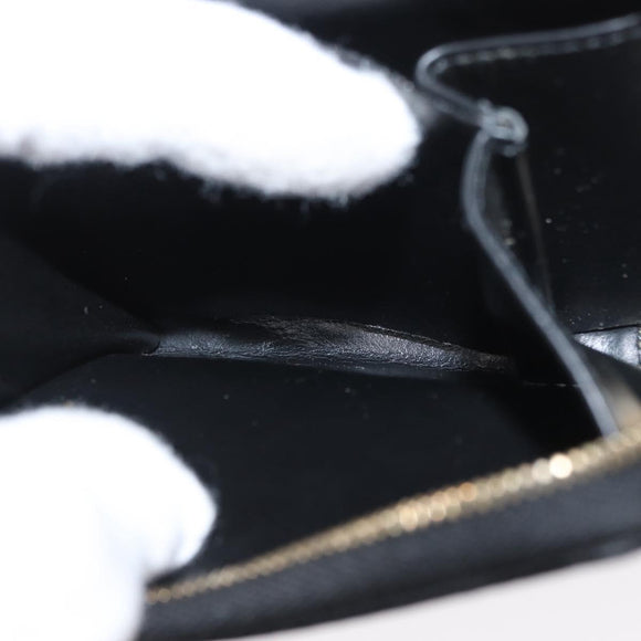 CELINE Macadam Canvas Coin Purse PVC Leather Black Gold Auth 170637V
