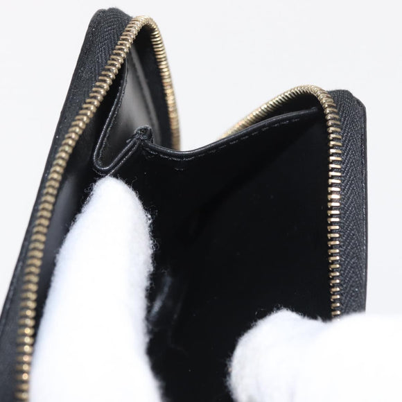 CELINE Macadam Canvas Coin Purse PVC Leather Black Gold Auth 170637V