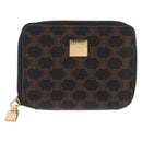 CELINE Macadam Canvas Coin Purse PVC Leather Black Gold Auth 170637V-13
