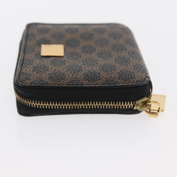 CELINE Macadam Canvas Coin Purse PVC Leather Black Gold Auth 170637V