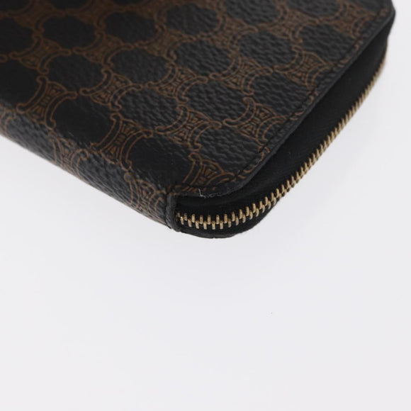 CELINE Macadam Canvas Coin Purse PVC Leather Black Gold Auth 170637V