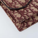 Christian Dior Trotter Canvas Saddle Chain Shoulder Bag Red Gold Auth 170648-15