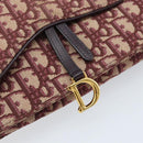 Christian Dior Trotter Canvas Saddle Chain Shoulder Bag Red Gold Auth 170648-18
