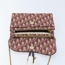 Christian Dior Trotter Canvas Saddle Chain Shoulder Bag Red Gold Auth 170648-9