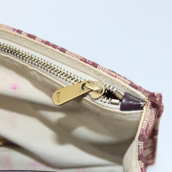 Christian Dior Trotter Canvas Saddle Chain Shoulder Bag Red Gold Auth 170648