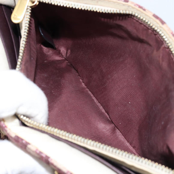 Christian Dior Trotter Canvas Saddle Chain Shoulder Bag Red Gold Auth 170648