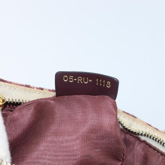 Christian Dior Trotter Canvas Saddle Chain Shoulder Bag Red Gold Auth 170648