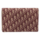 Christian Dior Trotter Canvas Saddle Chain Shoulder Bag Red Gold Auth 170648-2