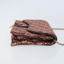 Christian Dior Trotter Canvas Saddle Chain Shoulder Bag Red Gold Auth 170648-3