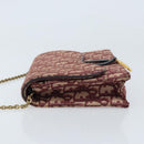 Christian Dior Trotter Canvas Saddle Chain Shoulder Bag Red Gold Auth 170648-4