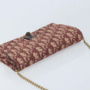 Christian Dior Trotter Canvas Saddle Chain Shoulder Bag Red Gold Auth 170648-6