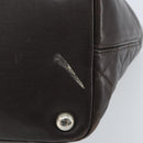 CHANEL Cambon Line Matelasse Tote Bag Leather Brown Silver CC Auth 170655-6