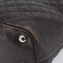 CHANEL Cambon Line Matelasse Tote Bag Leather Brown Silver CC Auth 170655-10