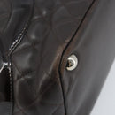 CHANEL Cambon Line Matelasse Tote Bag Leather Brown Silver CC Auth 170655-14