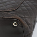 CHANEL Cambon Line Matelasse Tote Bag Leather Brown Silver CC Auth 170655-15
