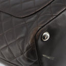 CHANEL Cambon Line Matelasse Tote Bag Leather Brown Silver CC Auth 170655-16