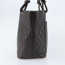 CHANEL Cambon Line Matelasse Tote Bag Leather Brown Silver CC Auth 170655-4