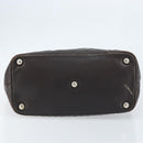 CHANEL Cambon Line Matelasse Tote Bag Leather Brown Silver CC Auth 170655-5