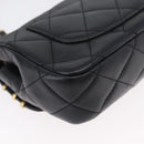CHANEL Chain Mini Matelasse 18 Chain Bag Lamb Skin Black Gold CC Auth 170657SM-17