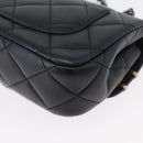 CHANEL Chain Mini Matelasse 18 Chain Bag Lamb Skin Black Gold CC Auth 170657SM-18