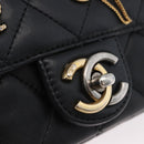 CHANEL Chain Mini Matelasse 18 Chain Bag Lamb Skin Black Gold CC Auth 170657SM-20