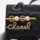 CHANEL Chain Mini Matelasse 18 Chain Bag Lamb Skin Black Gold CC Auth 170657SM-21