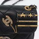 CHANEL Chain Mini Matelasse 18 Chain Bag Lamb Skin Black Gold CC Auth 170657SM-22