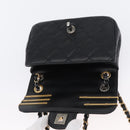 CHANEL Chain Mini Matelasse 18 Chain Bag Lamb Skin Black Gold CC Auth 170657SM-23
