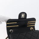 CHANEL Chain Mini Matelasse 18 Chain Bag Lamb Skin Black Gold CC Auth 170657SM-24