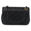 CHANEL Chain Mini Matelasse 18 Chain Bag Lamb Skin Black Gold CC Auth 170657SM-2