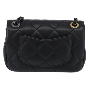 CHANEL Chain Mini Matelasse 18 Chain Bag Lamb Skin Black Gold CC Auth 170657SM - 0