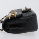 CHANEL Chain Mini Matelasse 18 Chain Bag Lamb Skin Black Gold CC Auth 170657SM-4