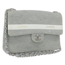 CHANEL Matelasse 26 Chain Shoulder Bag Jersey Gray Silver CC Auth 170659A-1