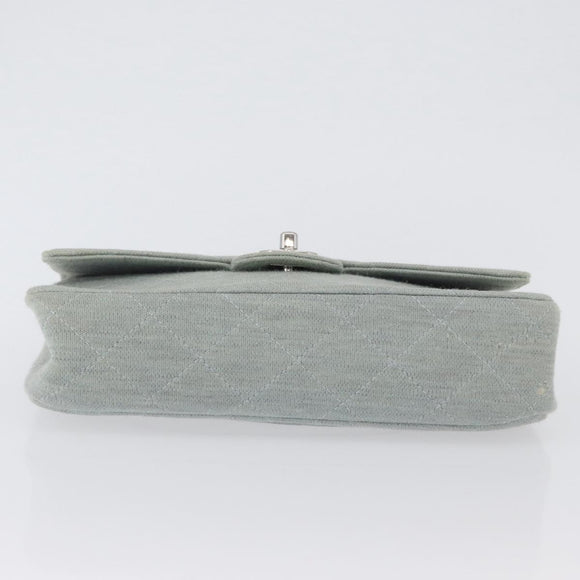 CHANEL Matelasse 26 Chain Shoulder Bag Jersey Gray Silver CC Auth 170659A