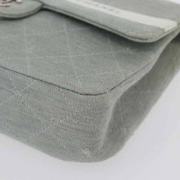 CHANEL Matelasse 26 Chain Shoulder Bag Jersey Gray Silver CC Auth 170659A