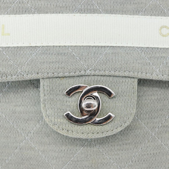 CHANEL Matelasse 26 Chain Shoulder Bag Jersey Gray Silver CC Auth 170659A