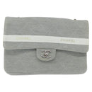 CHANEL Matelasse 26 Chain Shoulder Bag Jersey Gray Silver CC Auth 170659A-13