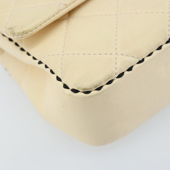 CHANEL Matelasse 22 Chain Shoulder Bag Lamb Skin Ivory Gold CC Auth 170660SAV
