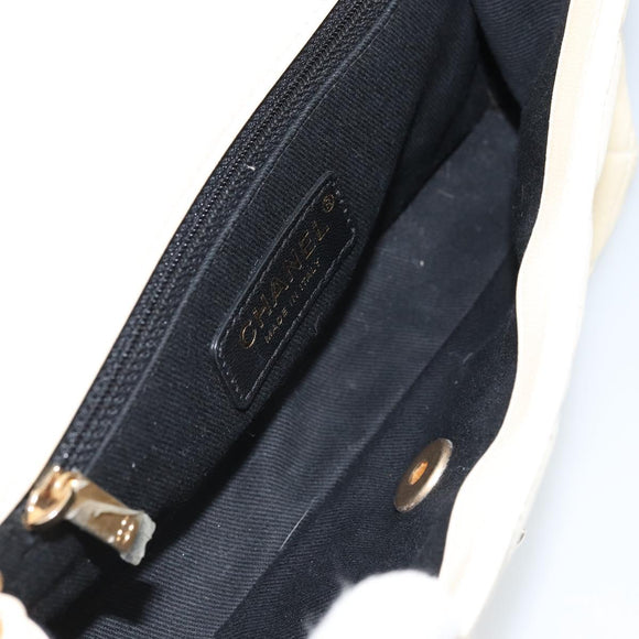 CHANEL Matelasse 22 Chain Shoulder Bag Lamb Skin Ivory Gold CC Auth 170660SAV