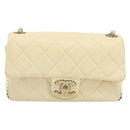 CHANEL Matelasse 22 Chain Shoulder Bag Lamb Skin Ivory Gold CC Auth 170660SAV-13
