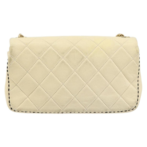 CHANEL Matelasse 22 Chain Shoulder Bag Lamb Skin Ivory Gold CC Auth 170660SAV