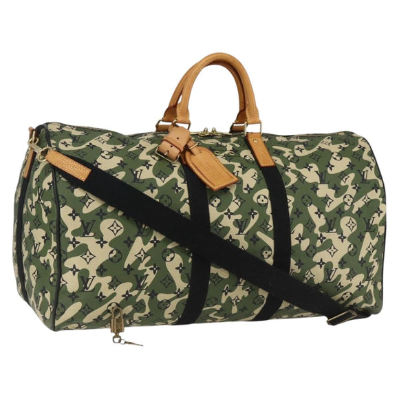 LOUIS VUITTON Camouflage Keepall Bandouliere 55 Tas M95774 LV Auth 170663SM
