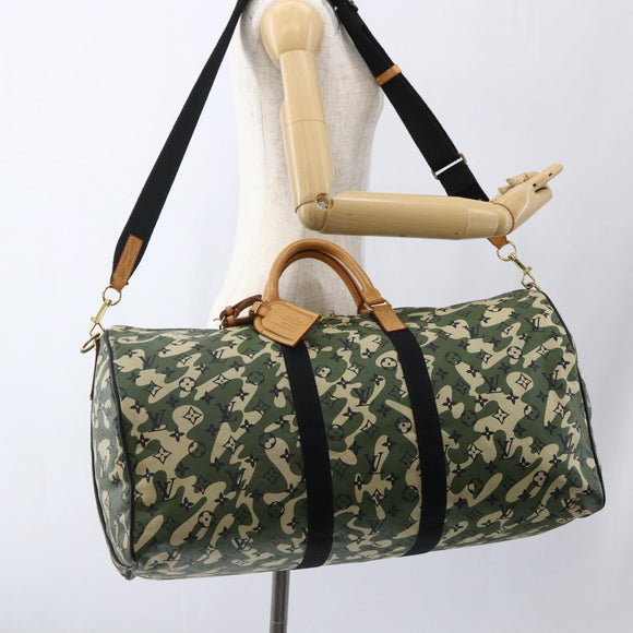 LOUIS VUITTON Camouflage Keepall Bandouliere 55 Tas M95774 LV Auth 170663SM