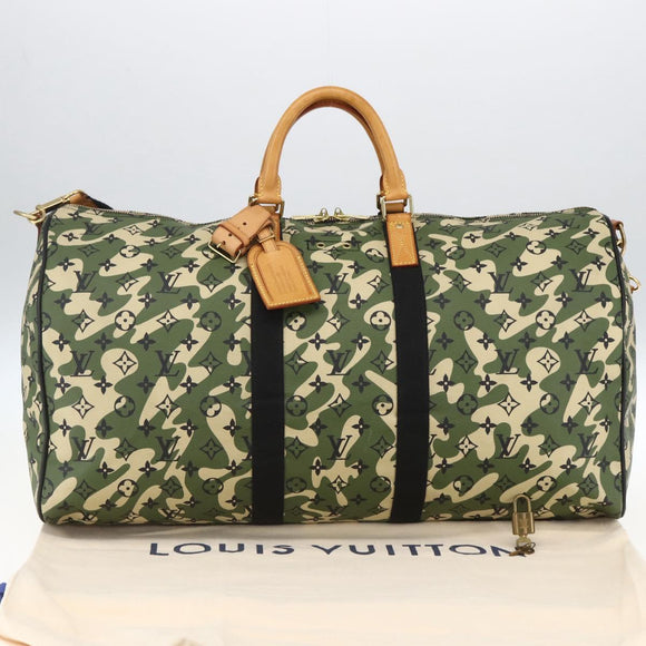 LOUIS VUITTON Camouflage Keepall Bandouliere 55 Tas M95774 LV Auth 170663SM
