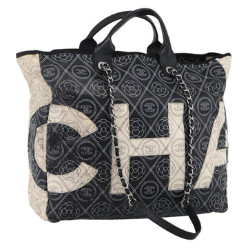 CHANEL Chain Matelasse Shoulder Bag Coated Canvas Black Silver CC Auth 170665A