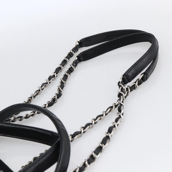 CHANEL Chain Matelasse Umhängetasche beschichtete Leinwand Schwarz Silber CC Auth 170665A