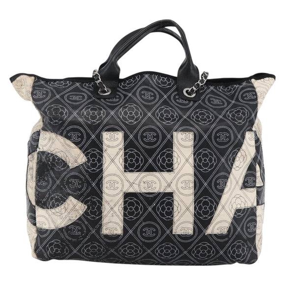 CHANEL Chain Matelasse Umhängetasche beschichtete Leinwand Schwarz Silber CC Auth 170665A