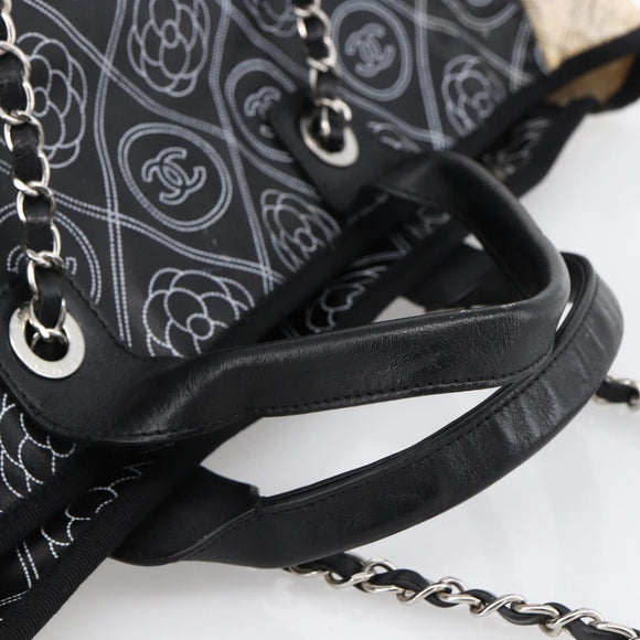 CHANEL Chain Matelasse Umhängetasche beschichtete Leinwand Schwarz Silber CC Auth 170665A